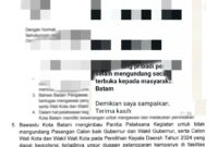 Screenshot imbauan Bawaslu untuk tidak undang paslon. Dok/Istimewa