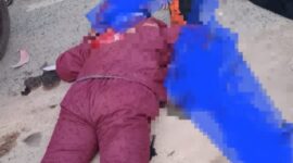 Korban ibu dan anak yang meninggal di tempat setelah terlindas truk Kren di jalan Brigjen Katamso Tanjunguncang, Selasa (3/12/2024). Matapedia6.com/ Istimewa