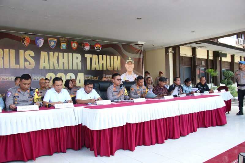 Kapolresta Barelang Kombes Pol H. Ompusunggu memimpin acara pemusnahan barang bukti narkoba dan knalpot brong di Lobby Polresta Barelang, Jumat (28/12/2024). Matapedia6.com/Dok Polresta