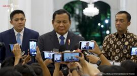 Presiden Prabowo saat memberikan keterangan pers. Foto:Screenshot YouTube