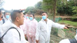 Kapolresta Barelang Kombes Pol Heri ertus Ompusunggu saat meninjau kondisi penangkaran buaya di Pulau Bulan, Kecamatan Bulang, pada Jumat (24/1/2025). Matapedia6.com/ Dok Polresta 