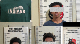 Lima pelaku curanmor ditangkap buser Polsek Batu Aji. Foto:Dok/Polsek