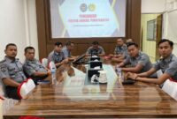 Kalapas Batam bersama jajaran mengikuti arahan Dirjenpas melalui virtual, Senin (17/2). Foto:Dok/Lapas