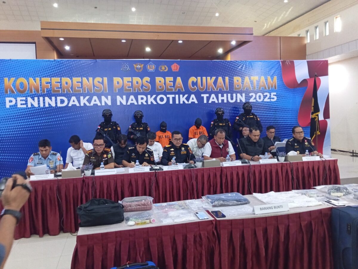 Konferensi pers penindakan sabu Bea Cukai Batam, Rabu (5/2). Foto:Rega/matapedia