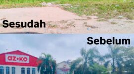 Pagar Kompleks Ruko Tanah Mas dibongkar, Sabtu (1/3). Foto;Dok/Ist