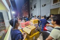 Puluhan dus yang berisi rokok di dalam kemasan makanan ringan yang hendak dikirim ke Singapura digagalkan Ditreskrimsus Polda Kepri, Kamis (13/3/2025). Matapedia6.com/Dok Ditreskrimsus