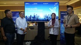 Kiri ke Kanan  AVP External Communication Telkom Sabri Rasyid, VP Corporate Communication Telkom Andri Herawan Sasoko, OVP Enterprise Marketing & Regional Management Telkom Reni Yustiani, dan OVP Enterprise Product Development Telkom Tanto Suratno saat Media Gathering Telkom, beberapa waktu yang lalu. Foto:Telkom
