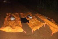 Tiga kantong jezanah Anggita kepolisian yang tewas ditembak saat melakukan penggrebekan judi sabung ayam di Lampung, Senin (17/3/2025). Matapedia6.com/ Istimewa