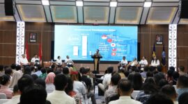 Kepala BP Batam Amsakar saat berikan kata sambutan, Rabu (16/4). Foto:Dok/Humas