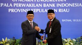Upacara pengukuhan dipimpin langsung Deputi Gubernur BI, Juda Agung, di Kantor Perwakilan BI Kepri, Jumat (18/7/2025). Foto:Humas BI