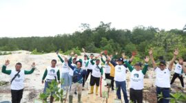 Ketua DPRD Batam Kamaluddin Tanam Mangrove. Foto:Ist