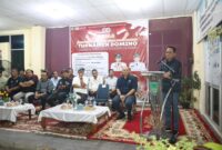 ali Kota Batam Amsakar Ahmad saat memberikan sambutan di acara pembukaan turnamen domino di wilayah Kecamatan Batuaji, Senin (10/8/2025). Matapedia6.com/Diskominfo