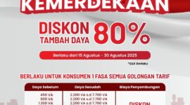 Banner promo diskon PLN Batam HUT RI ke-80. Foto:Ist