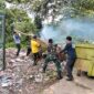 Warga Kampung pelita bersama TNI Polri serta pemerintah setempat gelar gotong royong, bersihkan Komplek, Minggu (21/9/2025). Matapedia6.com/Dok Polsek