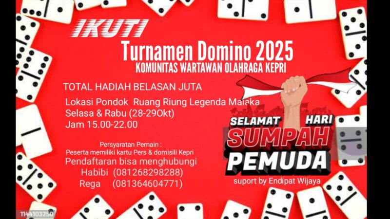 Flyer Turnamen Domino wartawan. Foto:Ist