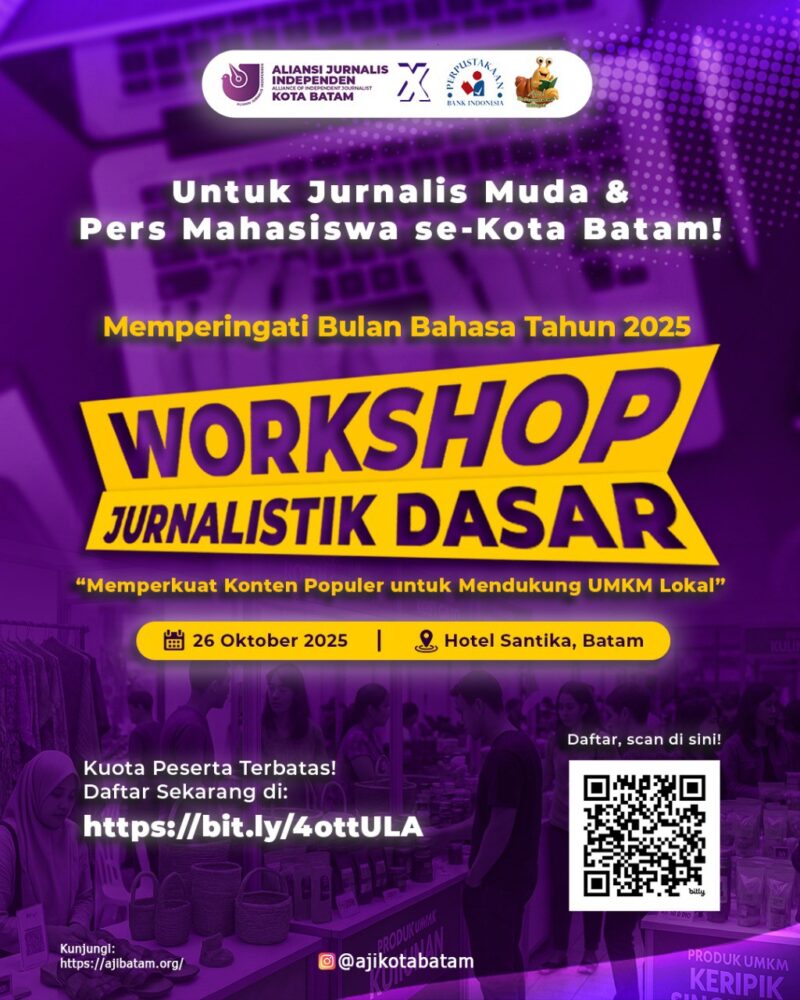 Flyer Workshop Jurnalistik darar AJI Batam. Foto:Istimewa
