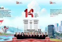 Banner ucapan selamat ulang tahun ke 14 OJK. Foto:Ist