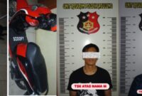 Pelaku bersama barang bukti sepeda motor diamankan buser Polsek Sagulung. Foto:Ist