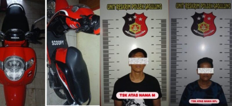 Pelaku bersama barang bukti sepeda motor diamankan buser Polsek Sagulung. Foto:Ist