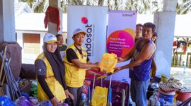Indosat salurkan bantuan korban bencana alam di Langkat. Foto:dok/Ist