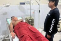 Korban saat berada di Rumah Sakit Embung Fatimah Batam beberapa hari lalu. Foto:dok/Polsek Sagulung