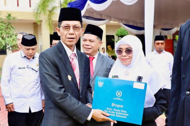 Upacara Hari Amal Bakti (HAB) ke-80 Kementerian Agama Republik Indonesia Tahun 2026 di MAN 1 Batam, Sagulung, Sabtu (3/1/2026). Foto:Diskominfo