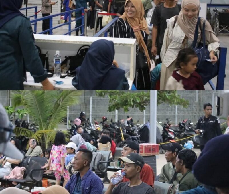 Para pemudik saat hendak pulang di pelabuhan. Foto:Istimewa