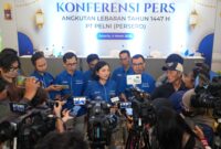 Direktur Utama Pelni Tri Andayani saat konferensi pers beberapa hari lalu. Foto:Istimewa