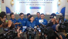 Direktur Utama Pelni Tri Andayani saat konferensi pers beberapa hari lalu. Foto:Istimewa