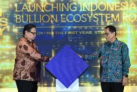 Koordinator Bidang Perekonomian Airlangga Hartarto dan Kepala Eksekutif Pengawas Perbankan OJK Dian Ediana Rae saat peluncuran Roadmap Ekosistem Bulion, Jumat (6/3/ 2026). Foto:OJK Kepri