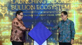 Koordinator Bidang Perekonomian Airlangga Hartarto dan Kepala Eksekutif Pengawas Perbankan OJK Dian Ediana Rae saat peluncuran Roadmap Ekosistem Bulion, Jumat (6/3/ 2026). Foto:OJK Kepri