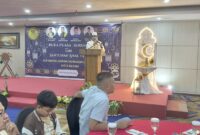 Ketua Umum IKTD Kota Batam H. Arlon Veristo saat memberikan sambutan pada acara buka puasa bersama dengan seluruh pengurus dan anggota di Hotel Nagoya Mension, Kota Batam, Provinsi Kepri, Sabtu (14/3/2026). Matapedia6.com/Luci