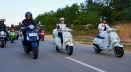 Amsakar dan Li Claudia saat Riding Bareng Komunitas Vespa. Foto:Humas BP Batam