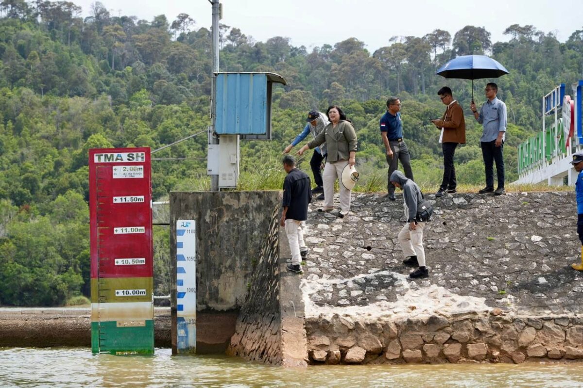 Anggota/Deputi Bidang Pelayanan Umum BP Batam, Ariastuty Sirait, turun langsung meninjau Waduk Sei Harapan dan Waduk Mukakuning, Kamis (26/3/2026). Foto:Humas BP Batam