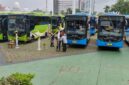 Bus trans Batam yang baru untuk memperkuat layanan transfortasi di Kota Batam saat di barisan di engku Putri Batam Centre, Selasa (26/5/2026). Matapedia6.cm/luci