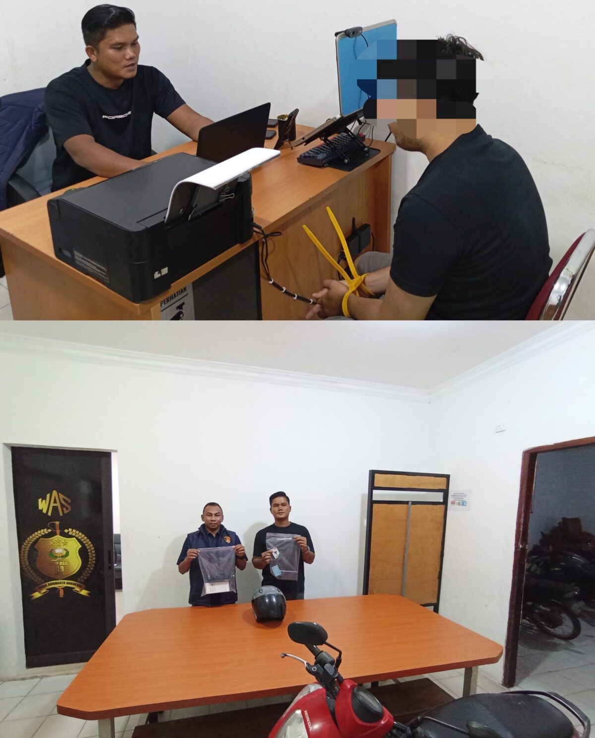 Terduga pelaku bersama barang bukti diamankan Polsek Sagulung. Foto:Rega/matapedia