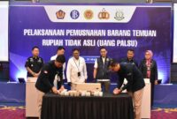 Ribuan uang palsu dimusnahkan. Foto: Istimewa