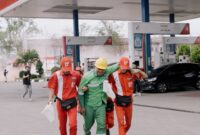 Pertamina Gelar Simulasi Simulasi Penanggulangan Keadaan Darurat (PKD) di SPBU CODO 13.233.404, Kabupaten Aceh Besar, pada 8-10 Juni 2026. Foto:Istimewa