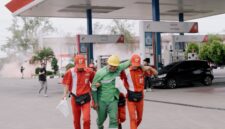 Pertamina Gelar Simulasi Simulasi Penanggulangan Keadaan Darurat (PKD) di SPBU CODO 13.233.404, Kabupaten Aceh Besar, pada 8-10 Juni 2026. Foto:Istimewa