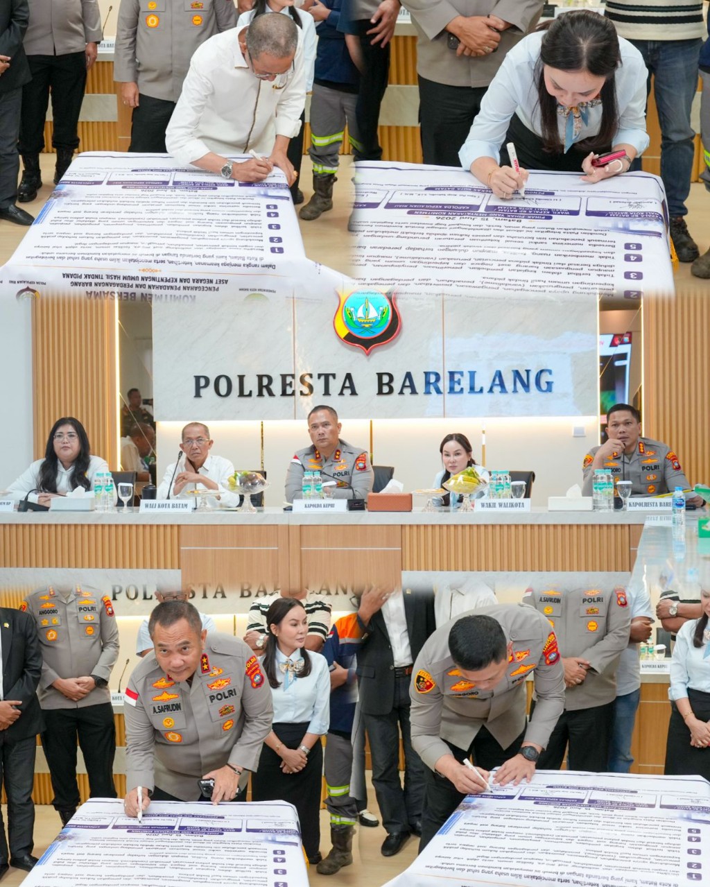 Polda Kepri dan pelaku usaha besi tua (scrap), BP Batam menandatangani Pakta Integritas Pencegahan Penadahan dan Perdagangan Barang Hasil Tindak Pidana di Aula Polresta Barelang, Senin (15/6/2026). Foto:Ist
