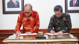 Penandatanganan Perjanjian Kerja Sama (PKS) bersama Badan Riset dan Inovasi Nasional (BRIN) terkait pemanfaatan riset dan inovasi serta kajian pembangunan Batam Science and Technology Park di Gedung B.J. Habibie, Jakarta, Kamis (18/6/2026). Foto:Humas BP 