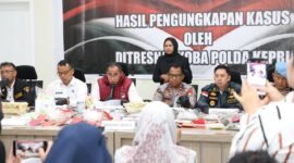 Direktur Reserse Narkoba Polda Kepri, Kombes Pol Suyono pimpin ungkap kasus peredaran narkotika di Kepri Periode April-Juni 2026 yang dilaksanakan di Polda Kepri, Senin (22/6/2026). Matapedia6.com/Dok humas Polda