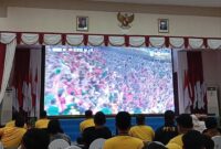 Suasana Gedung Lancang Kuning Polda Kepri mendadak bergemuruh saat Korea Selatan membalikkan keadaan dan mengalahkan Republik Ceko 2-1 dalam laga penyisihan grup Piala Dunia 2026, Jumat (12/6/2026) pagi. Foto:Rega/matapedia