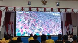 Suasana Gedung Lancang Kuning Polda Kepri mendadak bergemuruh saat Korea Selatan membalikkan keadaan dan mengalahkan Republik Ceko 2-1 dalam laga penyisihan grup Piala Dunia 2026, Jumat (12/6/2026) pagi. Foto:Rega/matapedia