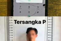 Terduga pelaku saat bersama barang bukti saat diamankan polisi. Foto:Humas Polresta Barelang