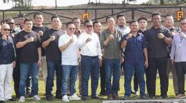 Anggota Komisi I DPRD Kota Batam, Dr. Muhammad Mustofa, saat menghadiri acara pisah sambut Komandan Yonif 10 Marinir/Satria Bhumi Yudha (Danyonif 10 Mar/SBY) di Lapangan Tembak Pistol Yonif 10 Marinir/SBY, Pulau Setokok, Sabtu (18/7/2026). Foto:DPRD Batam
