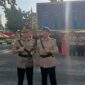 Kapolresta yang baru, Kombes Pol Ananto Herlambang.,SIK.,MM. kiri, serta  Kapolresta yang lama, Kombes Boy Siregar, sebelah kanan, foto bersama usai serah terima jabatan di Polda Jambi, Jumat (17/7/2026). Matapedia6.com/Ali