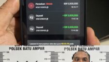 Terduga pelaku pemerasan dan penganiayaan terhadap WN Malaysia ditangkap bersama barang bukti di Polsek Batu Ampar. Foto:Istimewa