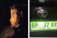 Sopir dan plat mobil pelaku penabrakan motor dan lapak pedangan di pasar TOS 3000 Jodoh Kota Batam, Minggu (12/7/2026). Matapedia6.com/Istimewa
