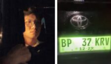 Sopir dan plat mobil pelaku penabrakan motor dan lapak pedangan di pasar TOS 3000 Jodoh Kota Batam, Minggu (12/7/2026). Matapedia6.com/Istimewa